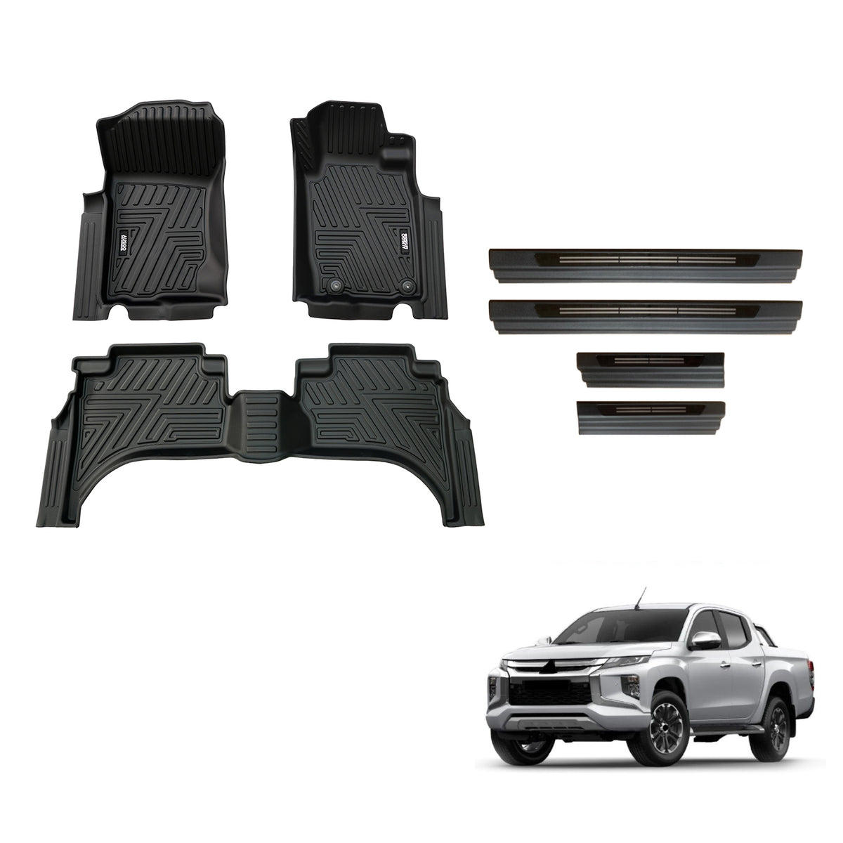 Floor Mats & Door Sill Protector for Mitsubishi Triton Dual Cab MQ MR 2015-2024