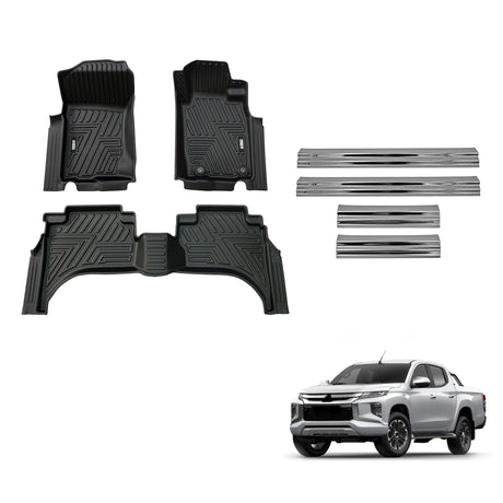 Floor Mats & Door Sill Protector for Mitsubishi Triton Dual Cab MQ MR 2015-2024