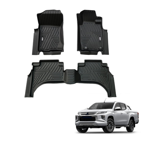5D TPE Car Floor Mats for Mitsubishi Triton Dual Cab MQ MR 2015-2024