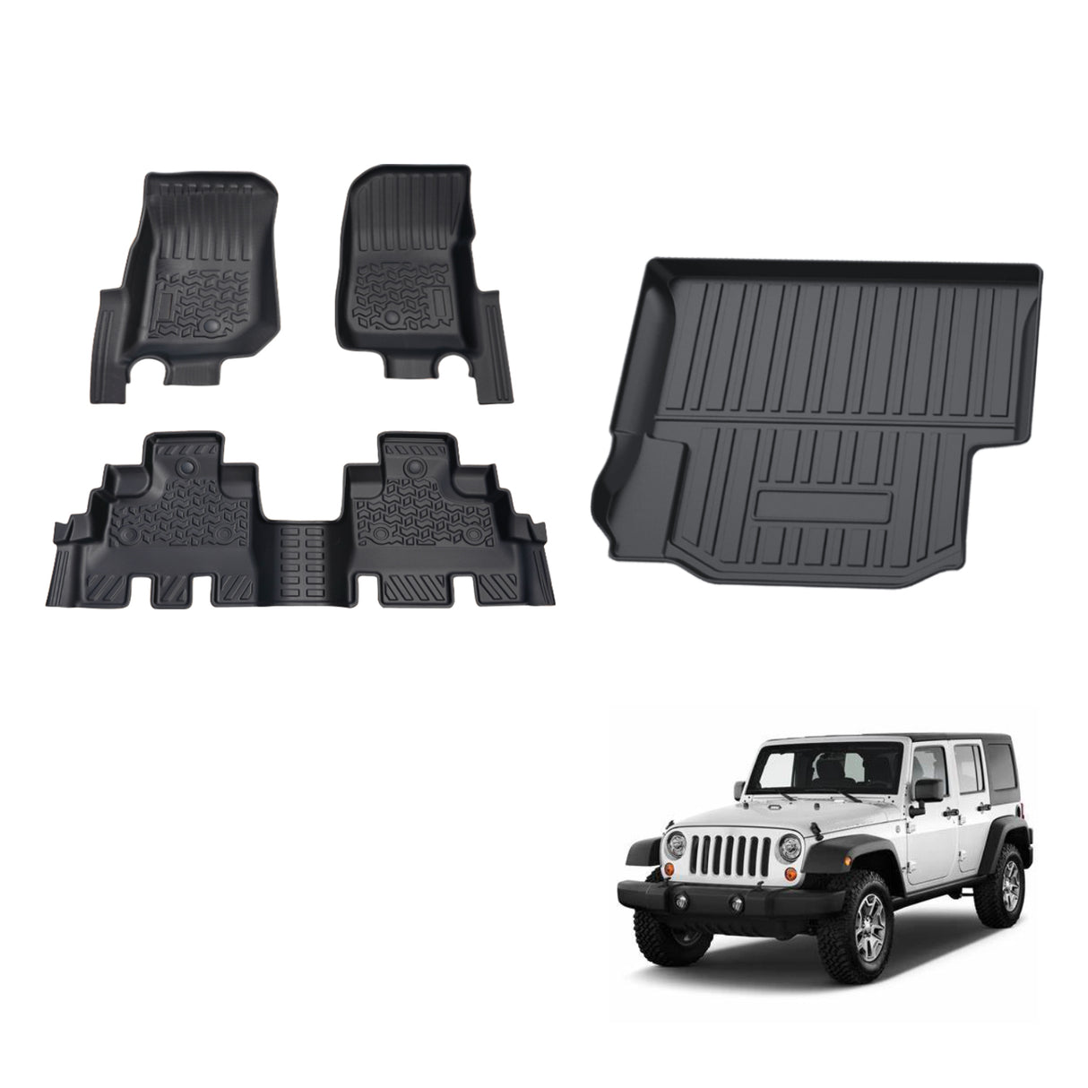5D TPE Car Floor Mats for Jeep Wrangler JK Series 2007-2018