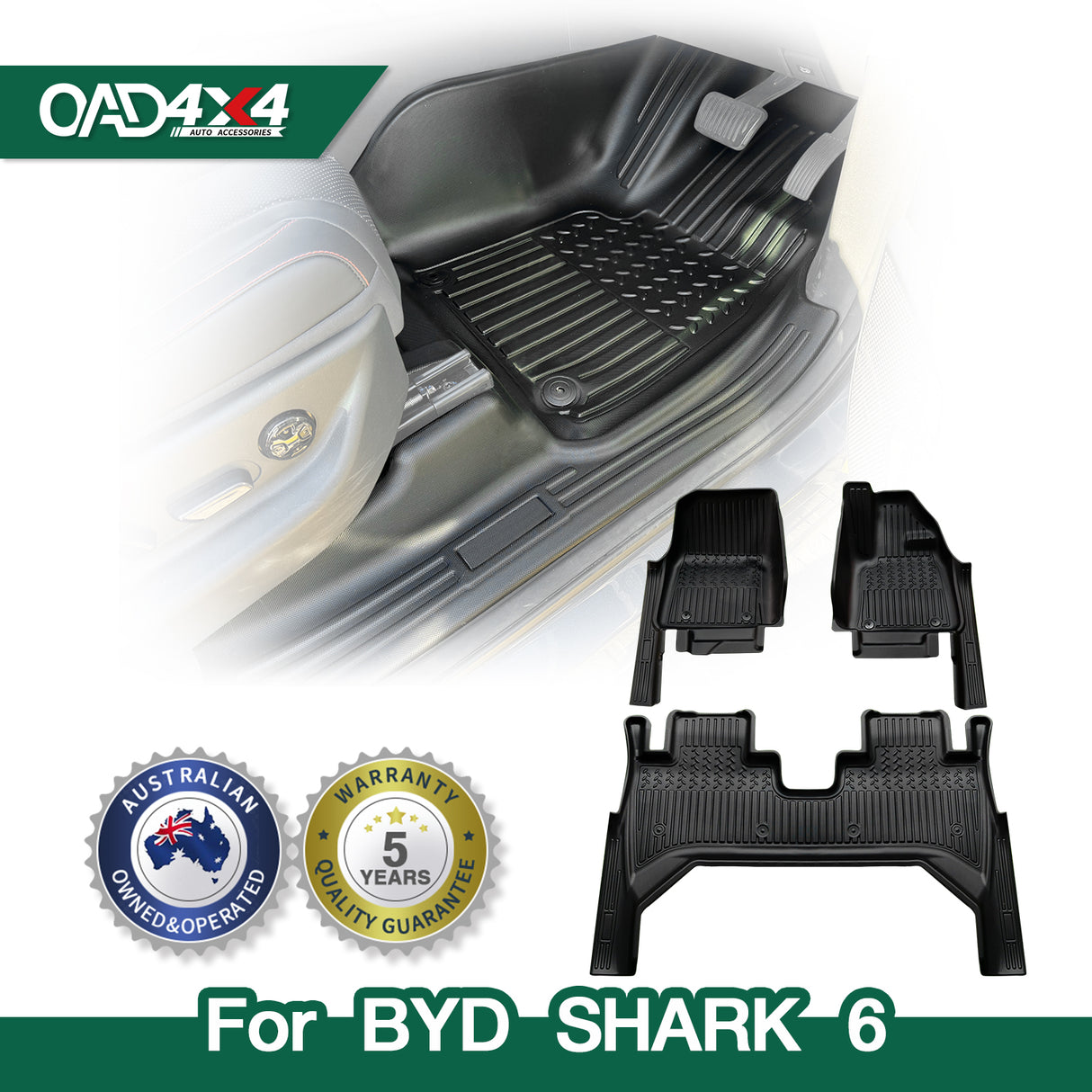 7D TPE Car Floor Mats for BYD Shark 6 2025-Onwards