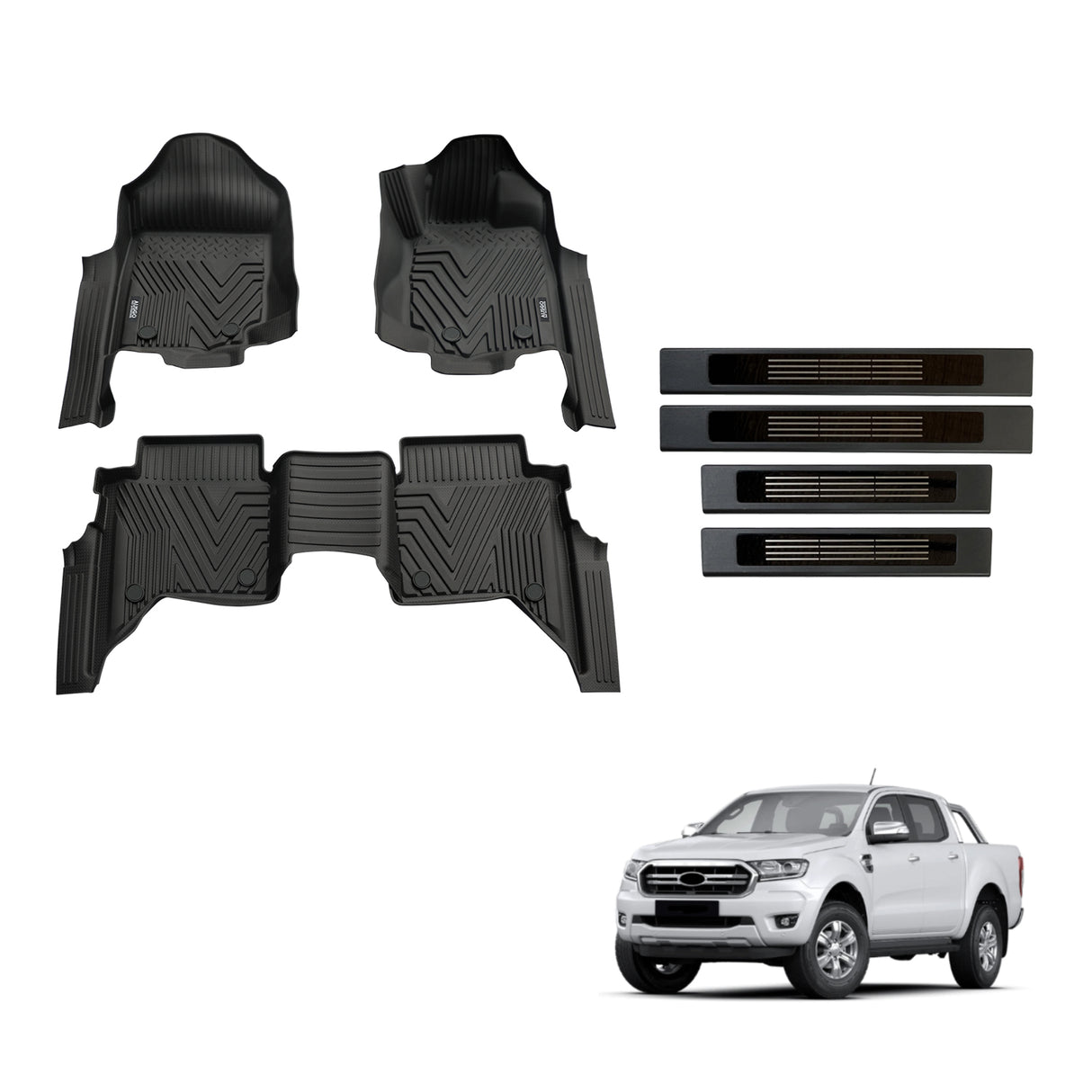 Injection Floor Mats & Door Sill Protector for Ford Ranger Dual Cab 2011-2022