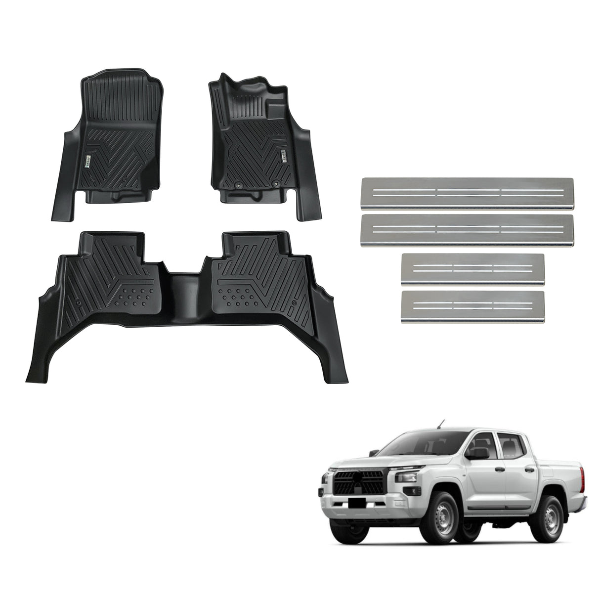 Floor Mats & Door Sill Protector for Mitsubishi Triton MV All-New Dual Cab 2024-Onwards