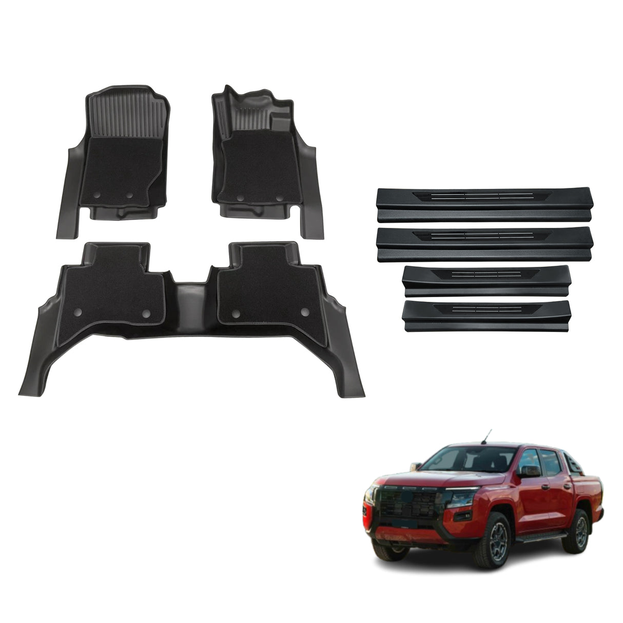Double-Layer Floor Mats & Door Sill Protector for Nissan Navara D27 Dual Cab 2026-Onwards