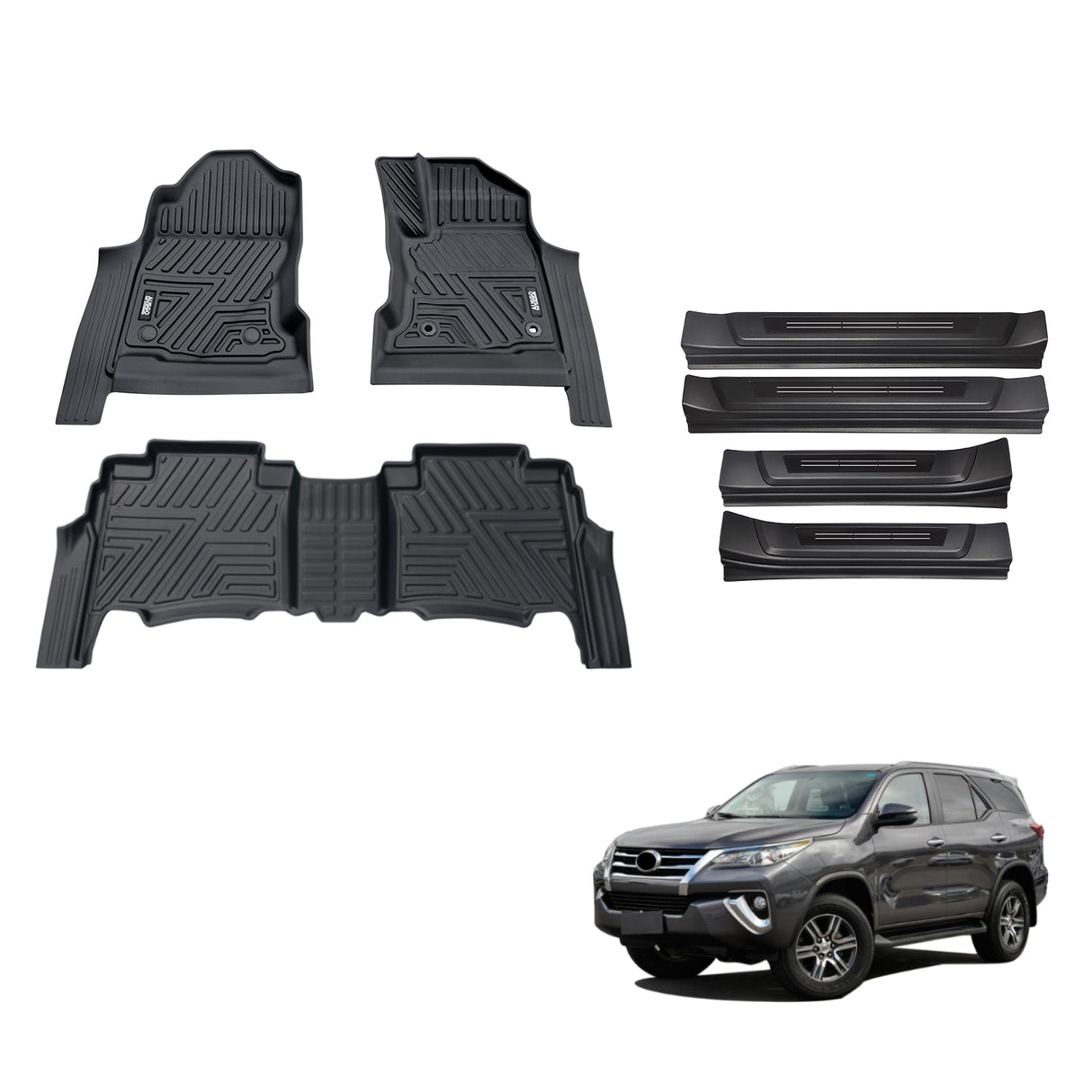 Floor Mats & Door Sill Protector for Toyota Fortuner 2015-Onwards