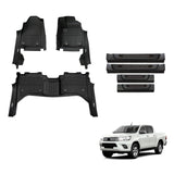 Injection 7D Floor Mats & Door Sill Protector for Toyota Hilux Auto Transmission Dual Cab 2015-2025