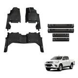 Injection 7D Floor Mats & Door Sill Protector for Toyota Hilux Dual Cab 2015-2025
