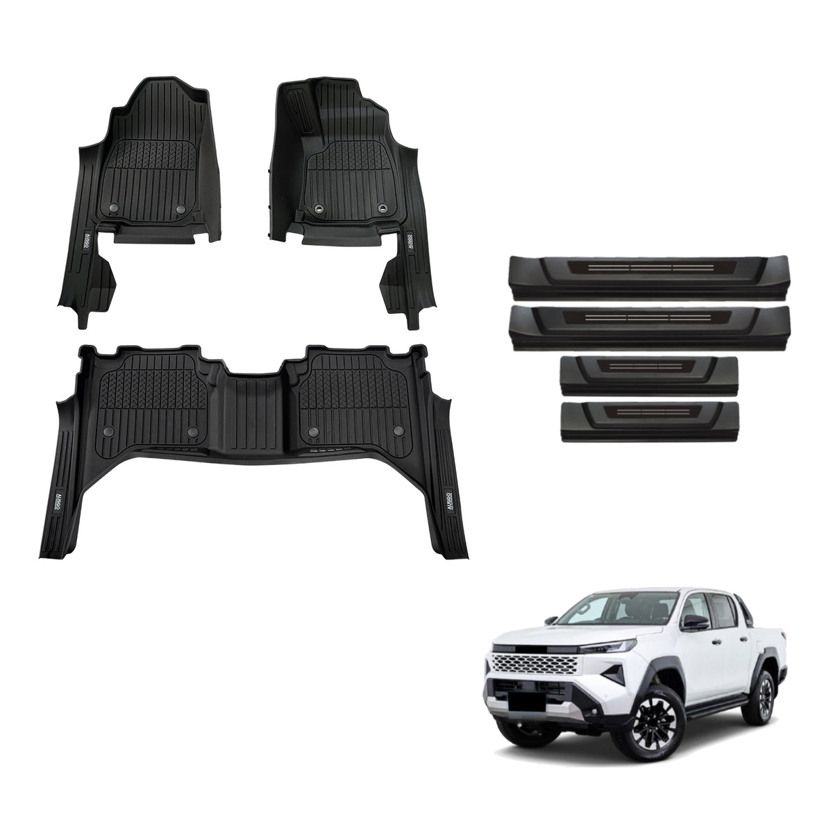 Injection 7D Floor Mats & Door Sill Protector for Toyota Hilux Auto Transmission Dual Cab 2025-Onwards