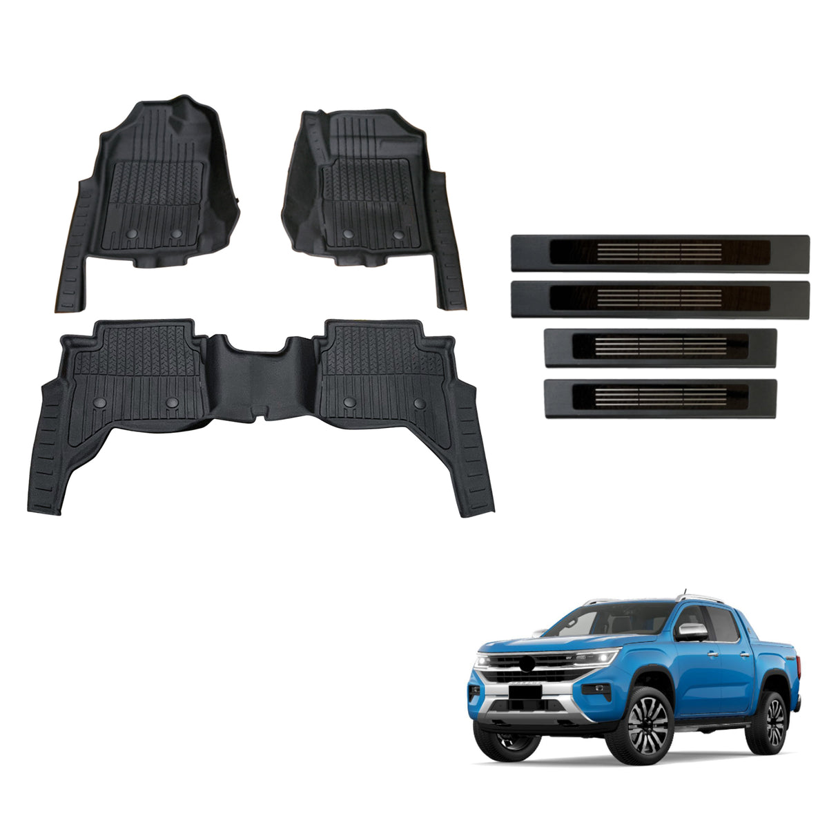 Injection Floor Mats & Door Sill Protector for Volkswagen Amarok NF Series Dual Cab 2023-Onwards