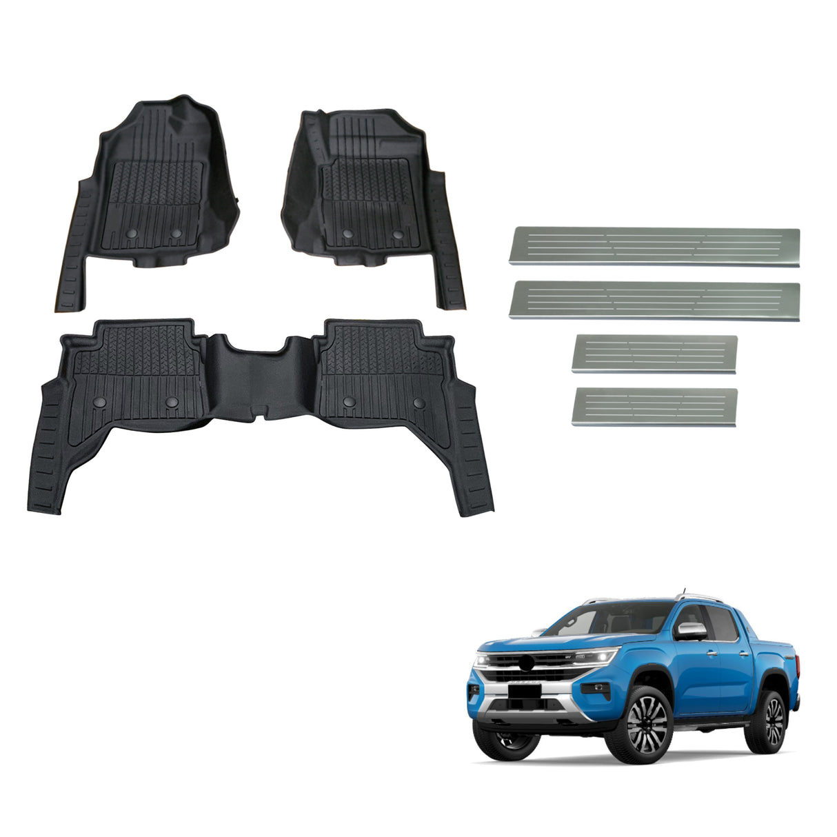 Injection Floor Mats & Door Sill Protector for Volkswagen Amarok NF Series Dual Cab 2023-Onwards
