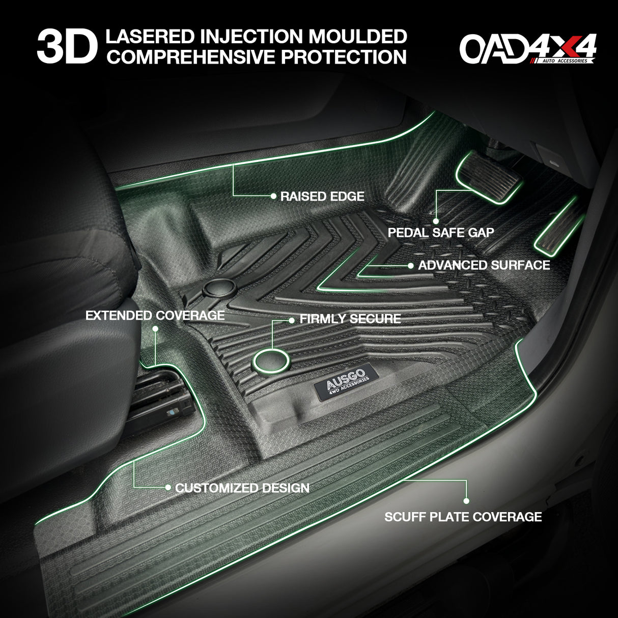 Injection 5D Car Floor Mats for Ford Ranger PX/PX2/PX3 Single / Extra Cab 2011-2022