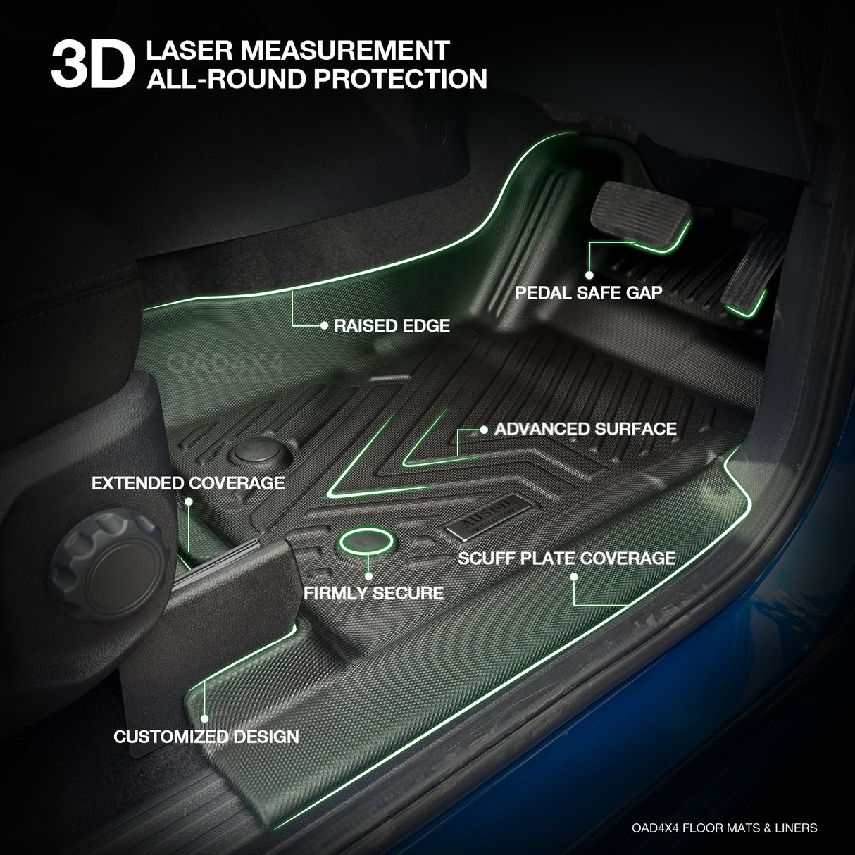 Floor Mats & Door Sill Protector for Ford Ranger Dual Cab 2022-Onwards