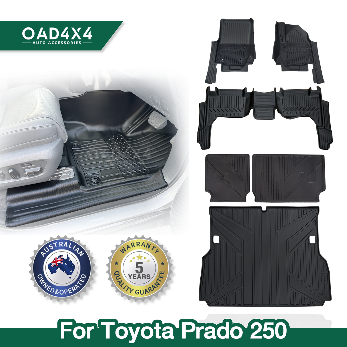 5D TPE Car Floor Mats for Toyota LandCruiser Prado 250 LC250 2024-Onwards