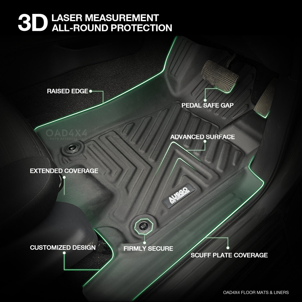 5D TPE Car Floor Mats for Nissan Navara NP300 D23 Single / Extra Cab 2015-Onwards