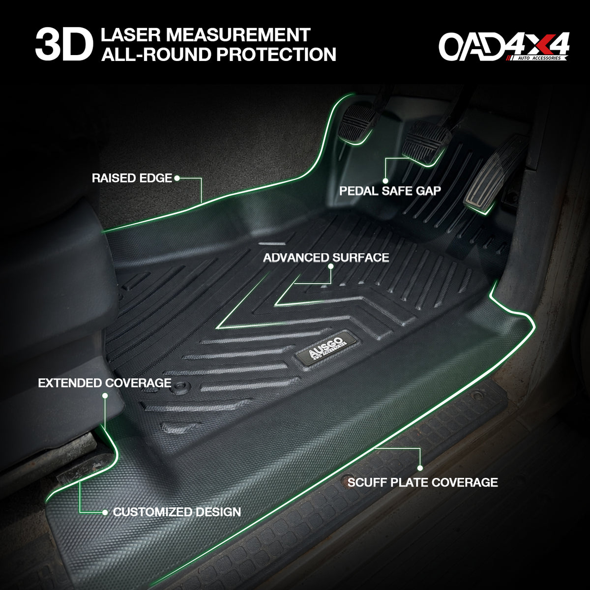 5D TPE Car Floor Mats for Nissan Patrol Y60 GQ Series Single Cab 1988-1997
