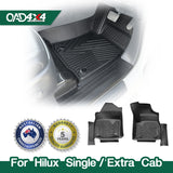 5D TPE Car Floor Mats for Toyota Hilux Single / Extra Cab 2015-Onwards