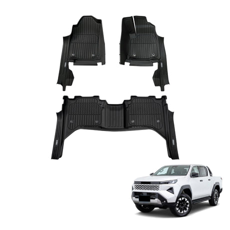 Injection 7D TPE Car Floor Mats for Toyota Hilux Dual Cab 2025-Onwards