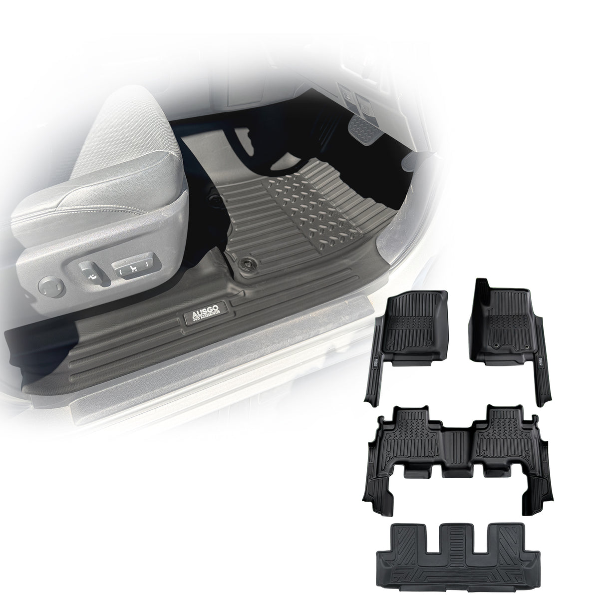 7D TPE Car Floor Mats for Toyota Land Cruiser Prado 150 Auto 7 Seats 2009-2024