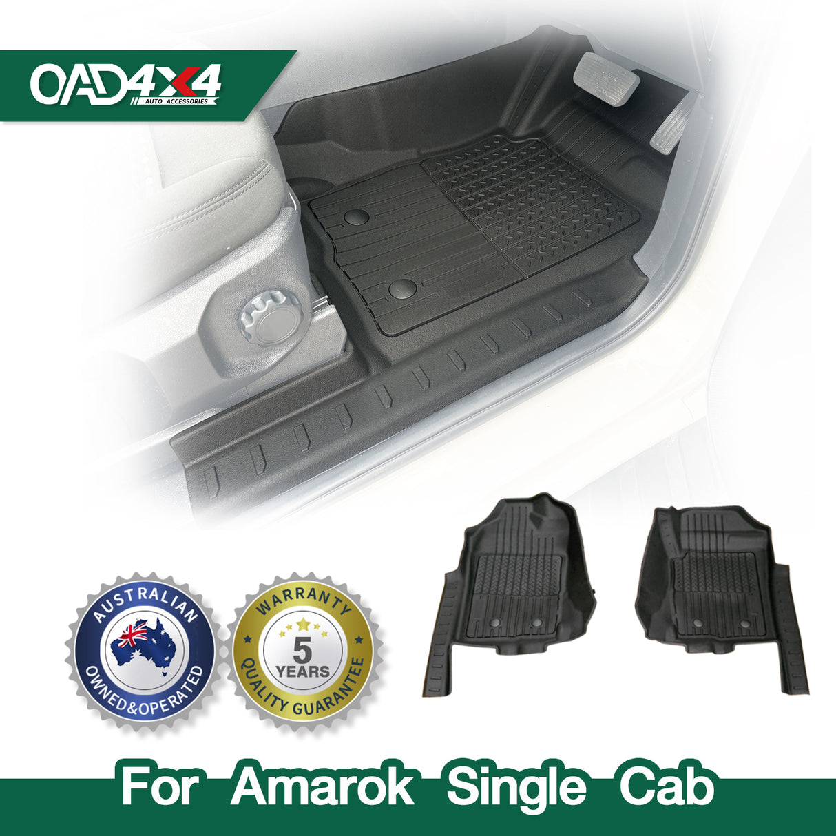 Injection 5D Car Floor Mats for Volkswagen Amarok NF Series Single Cab 2023-Onwards