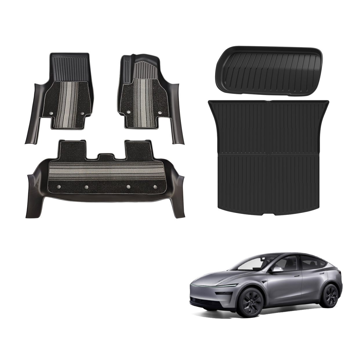 5D Double-Layer Car Floor Mats for Tesla Model Y Juniper 5 Seats 2025-Onwards