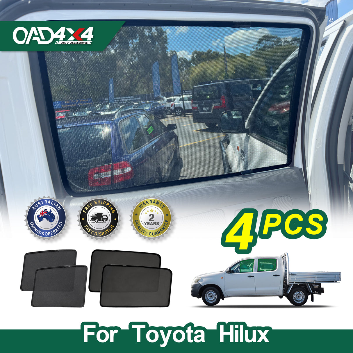 Magnetic Window Sun Shade for Toyota Hilux Dual Cab 2005-2015