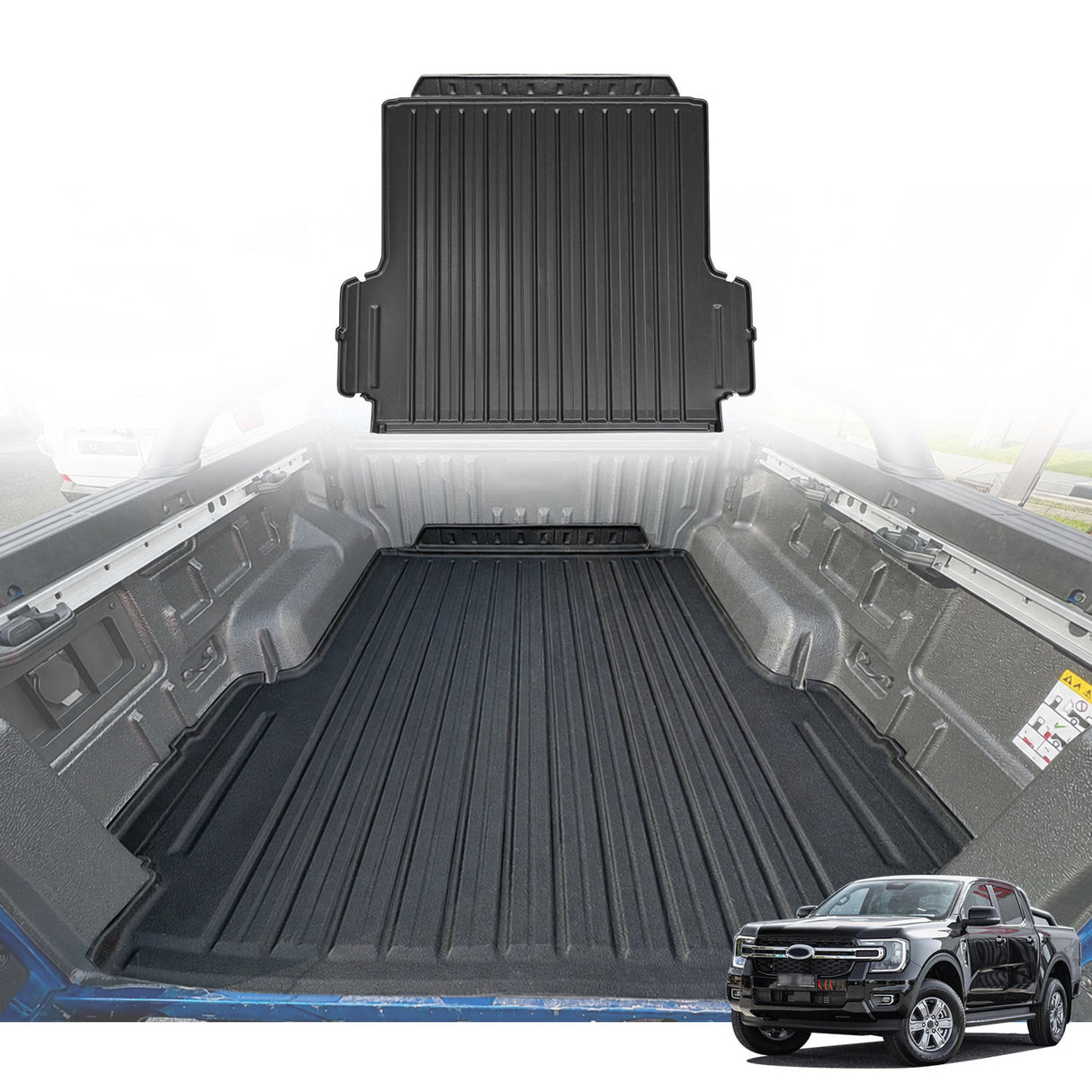Ute Mat for Ford Ranger Dual Cab 2022-Onwards Fitted with Factory Plastic Tub Liner