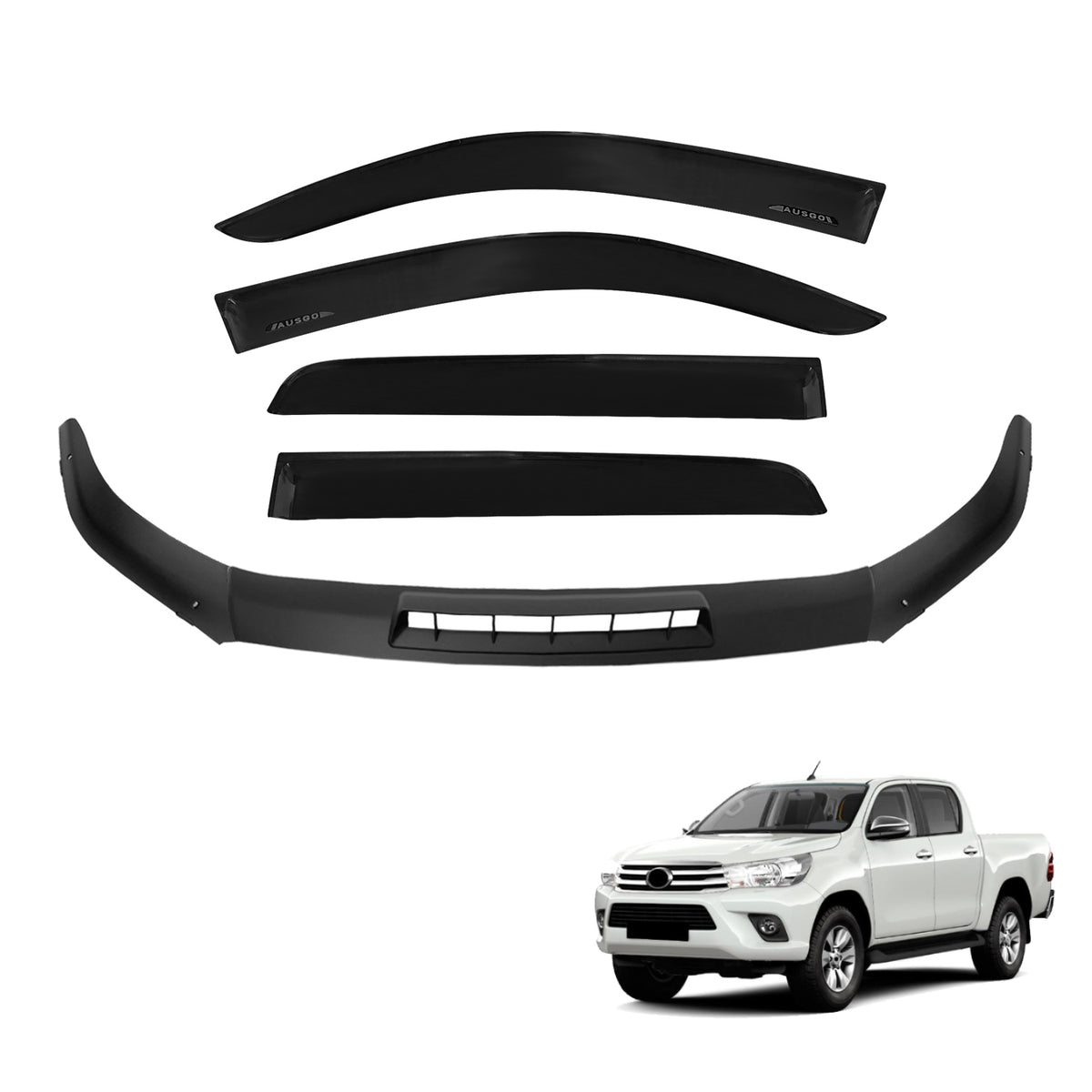 Bonnet Protector & Injection Weathershields for Toyota Hilux Dual Cab 2015-2020