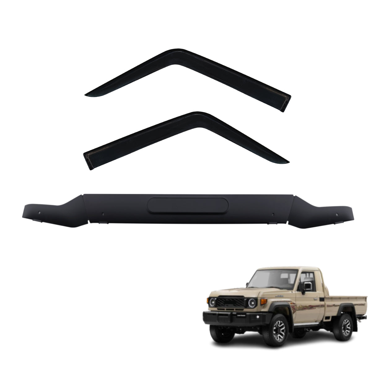 Bonnet Protector & Weathershields for Toyota Land Cruiser 70 76 78 79 Series UTE 2007-2023 2PCS