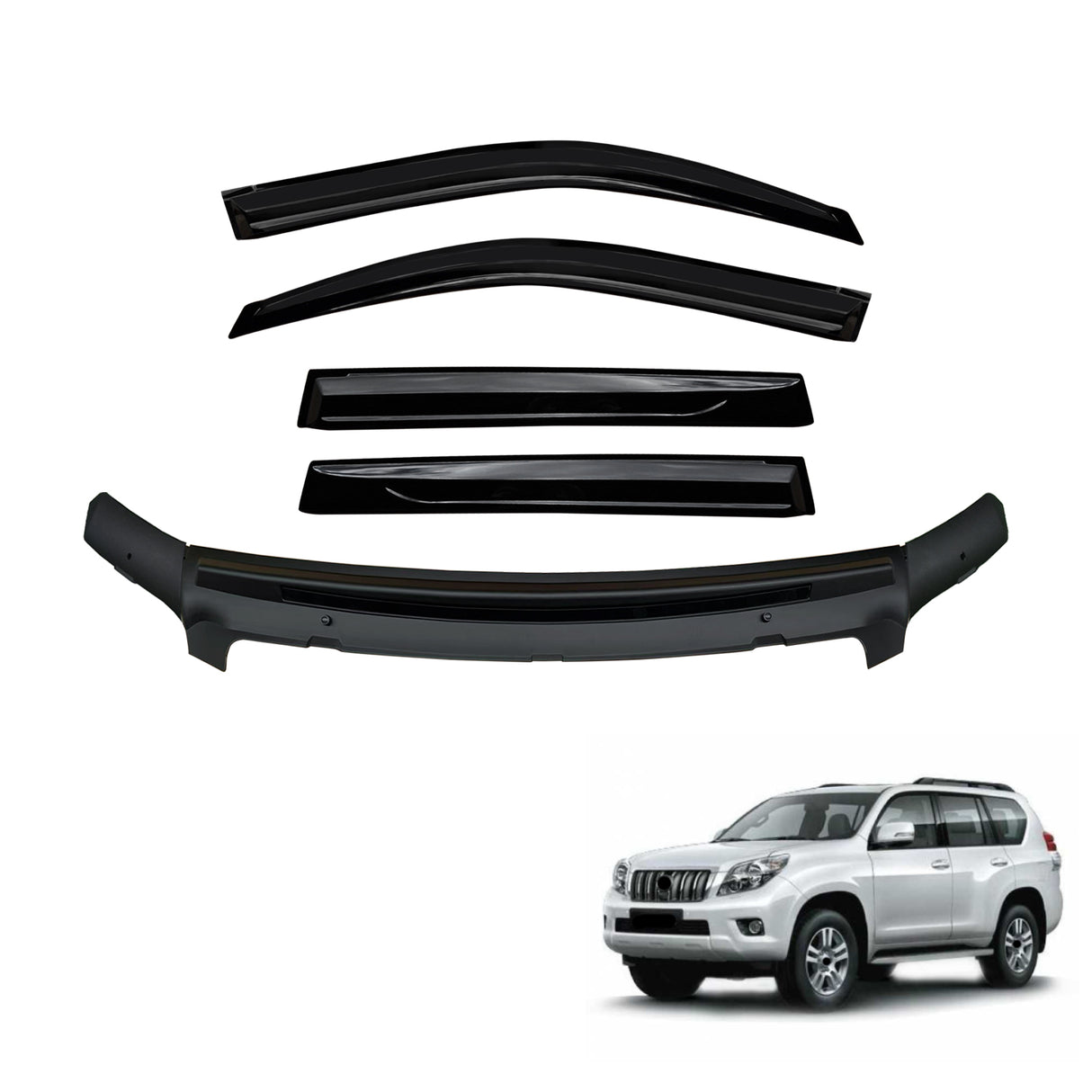 Bonnet Protector & Luxury Weather Shields for Toyota Land Cruiser Prado 150 2010-2013