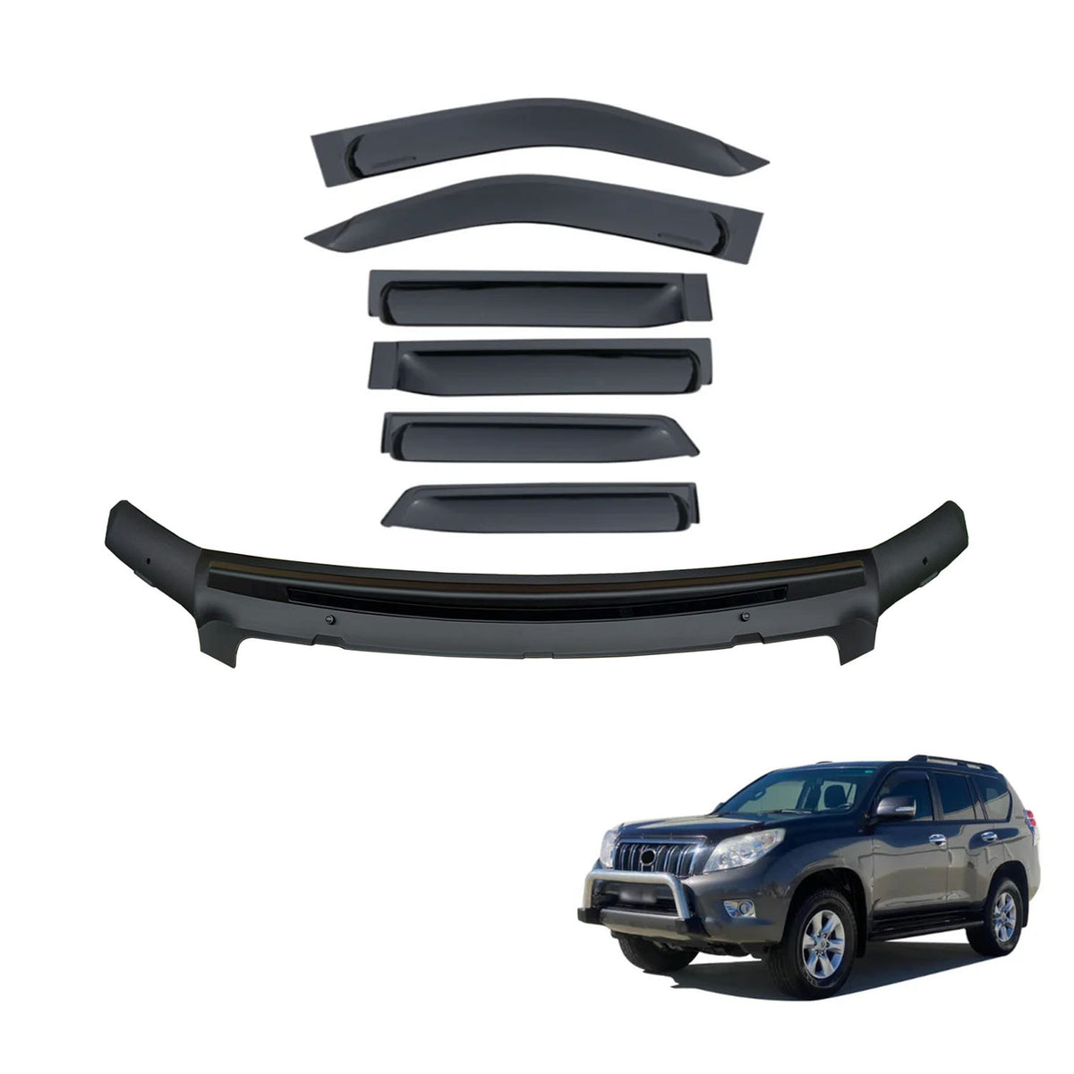 Bonnet Protector & Widened Weathershields for Toyota LandCruiser Prado 150 Series 2010-2013 6PCS