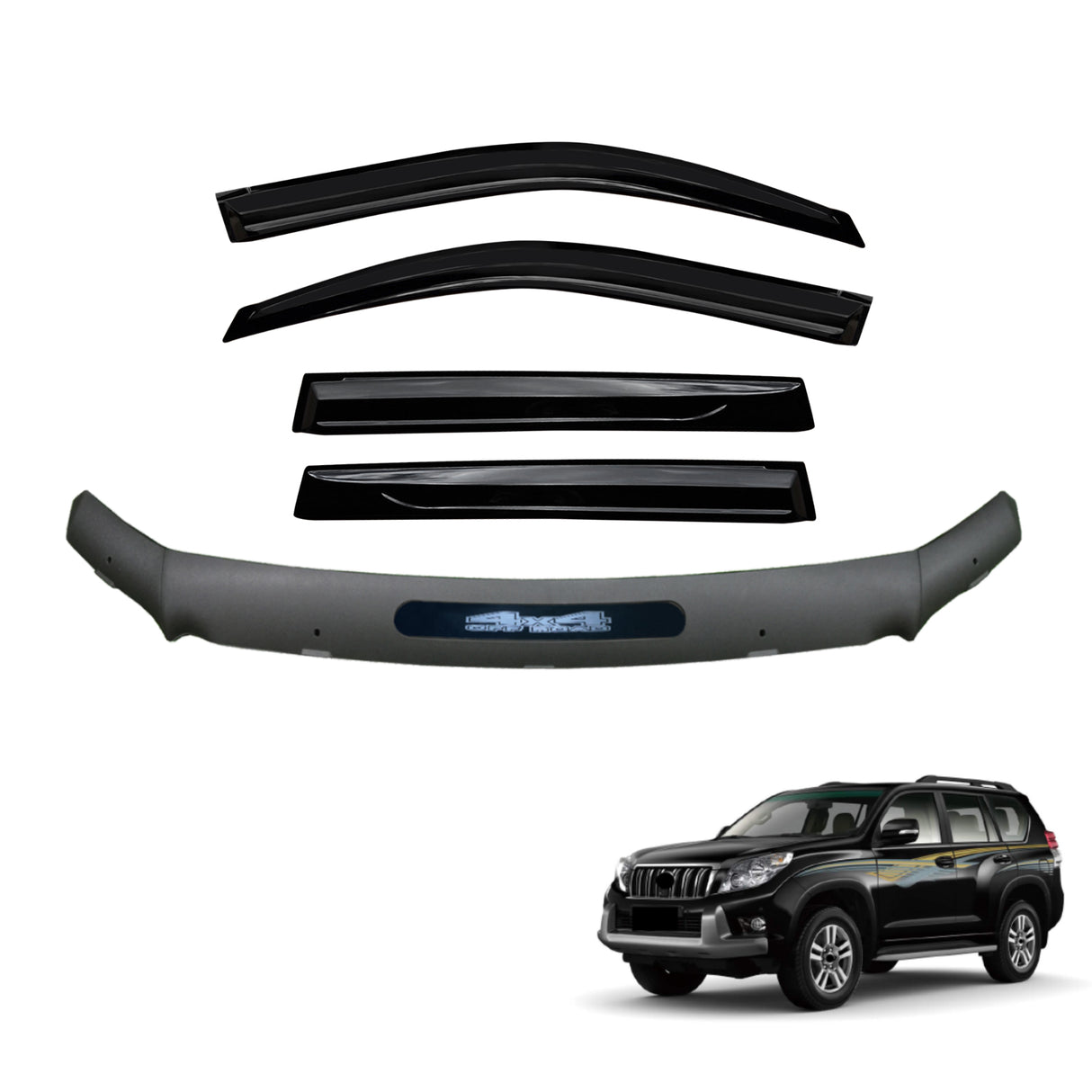 Bonnet Protector & Luxury Weather Shields for Toyota Land Cruiser Prado 150 2013-2017