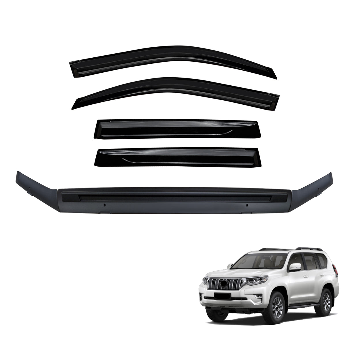 Bonnet Protector & Luxury Weather Shields for Toyota Land Cruiser Prado 150 2018-2024