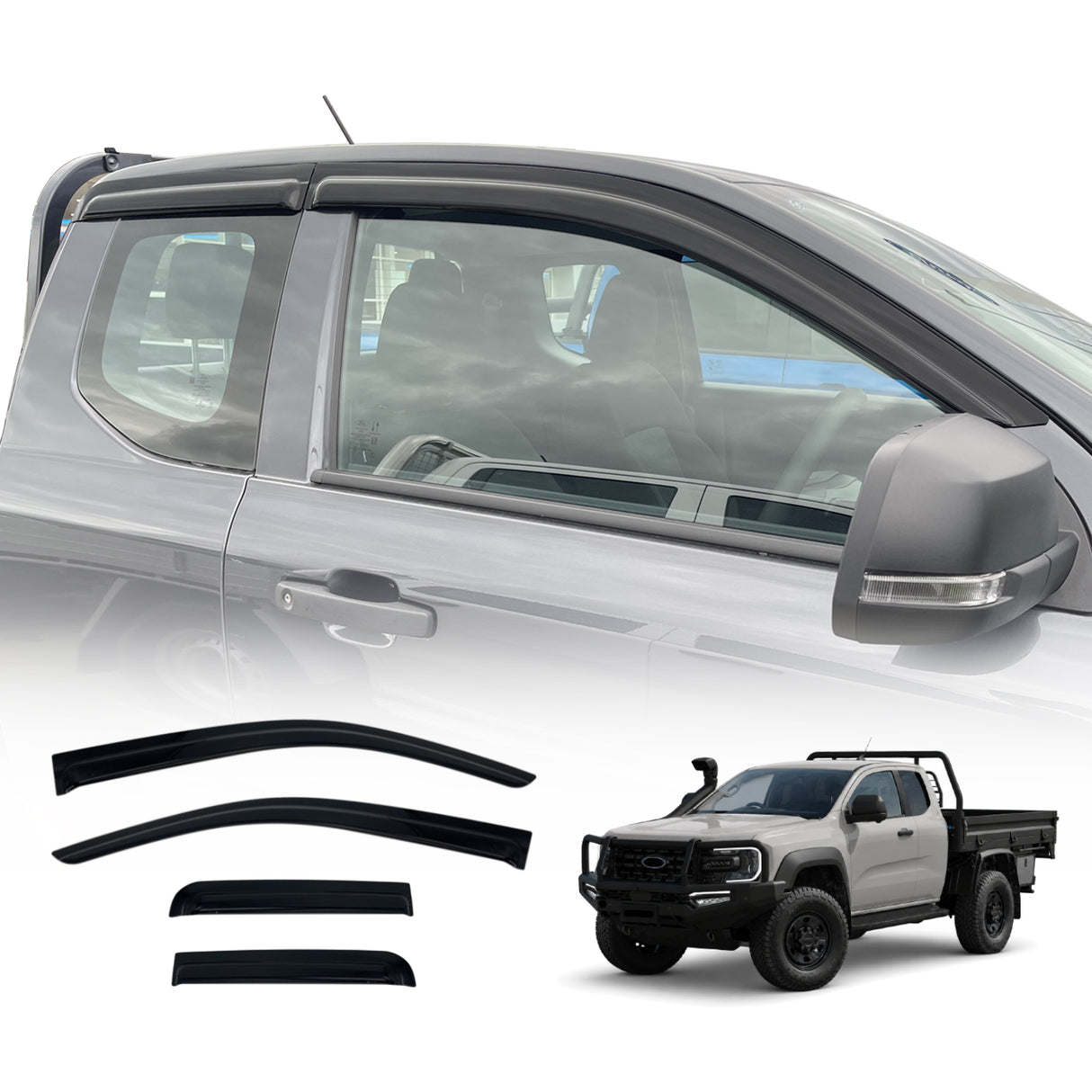 Luxury Weather Shields for Ford Ranger Super Duty Extra Cab 2026-Onwards