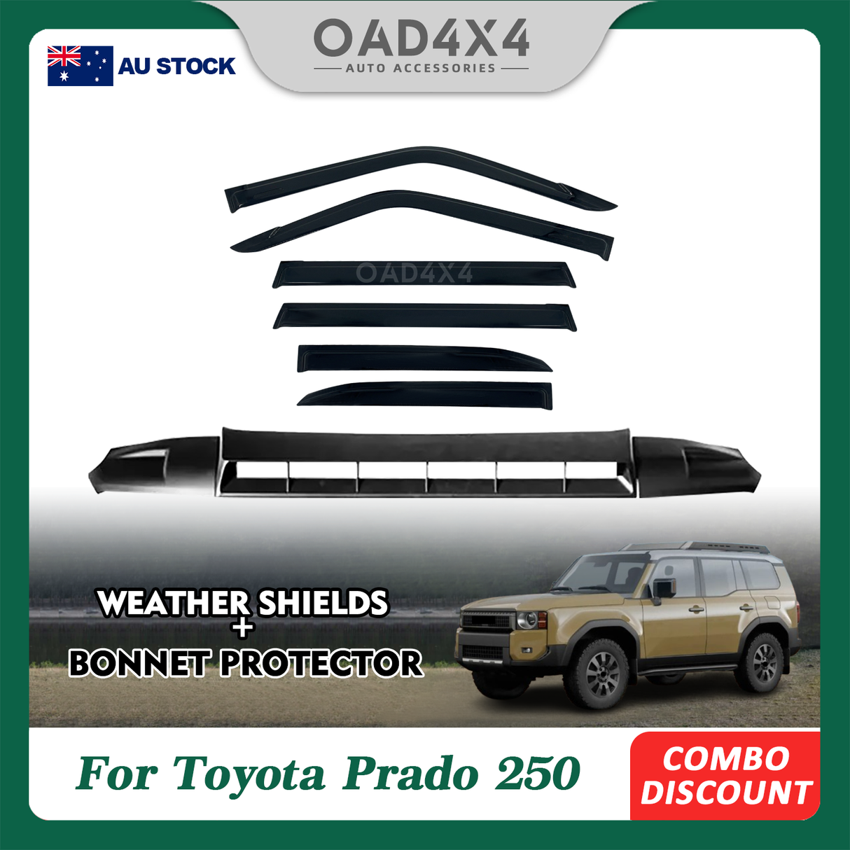 Pre-order Bonnet Protector & Weather Shield for Toyota Land Cruiser Prado 250 2024-Onwards