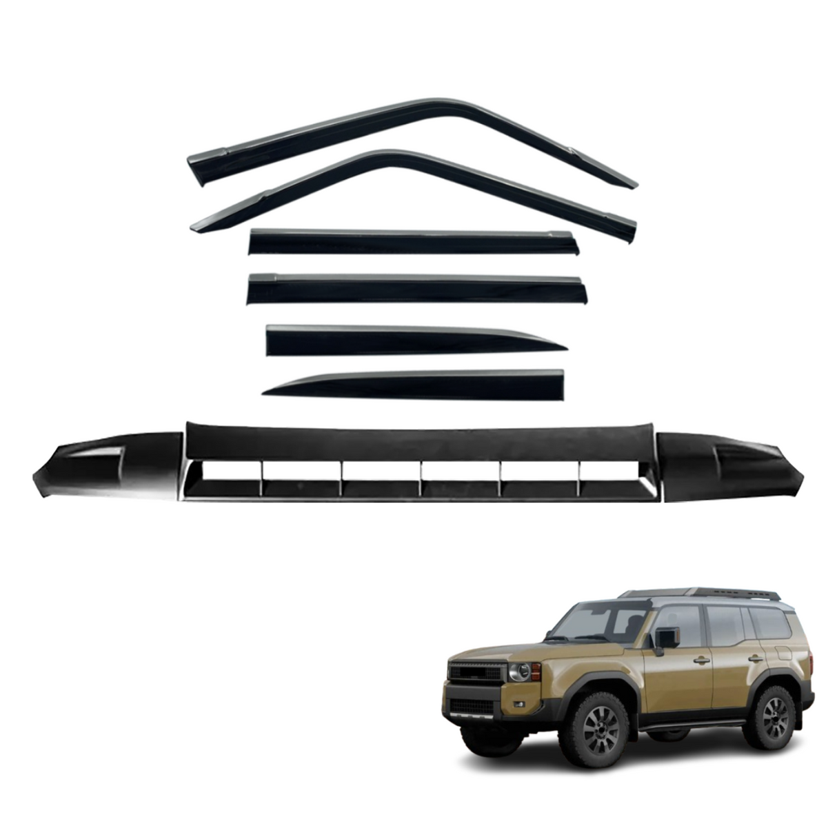 Bonnet Protector & Stainless Edge Weather Shield for Toyota Land Cruiser Prado 250 2024-Onwards