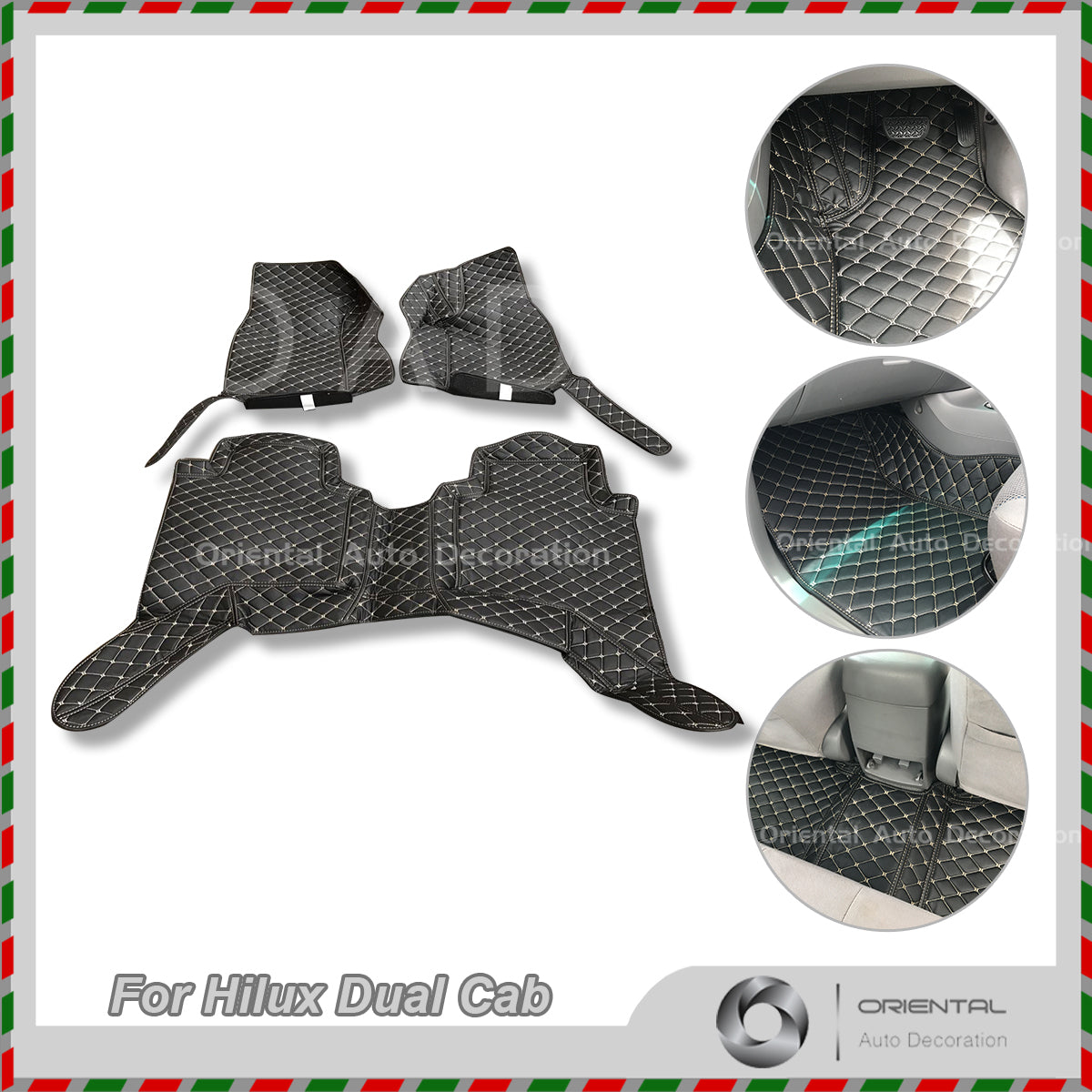 7D Floor Mats Carpet Black Leather Waterproof For Toyota Hilux dual cab 05-15 #CJ
